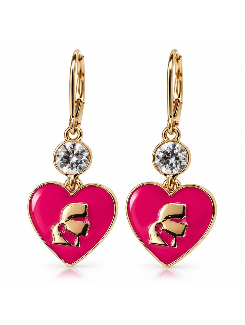 Karl Lagerfeld Paris Enamel Heart Crystal Drop Earrings